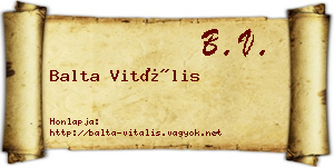 Balta Vitális névjegykártya